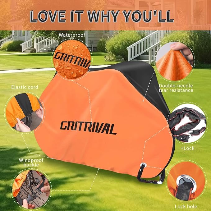Bike Covers Outdoor Storage Waterproof. It Comes in 3 Colors and 2 Sizes. The Bike Cover is Equipped With a Bike Chain Lock