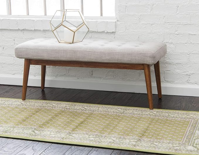 Unique Loom Williamsburg Collection Traditional Border with Dotted Center Area Rug, Runner 2' 9" x 9' 10", Green/Beige