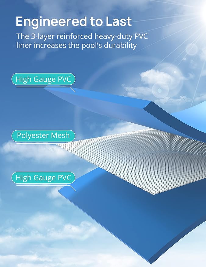 EVAJOY 85in x 23in x 59in Metal Frame Swimming Pool, Outdoor Rectangular Above Ground Pool with Steel Frame, Heavy-Duty PVC, Easy Assembly for Backyard, Garden, Lawn