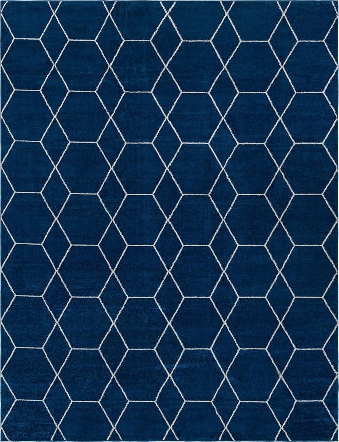 Unique Loom Trellis Frieze Collection Area Rug - Geometric (10' x 13', Navy Blue/ Ivory)
