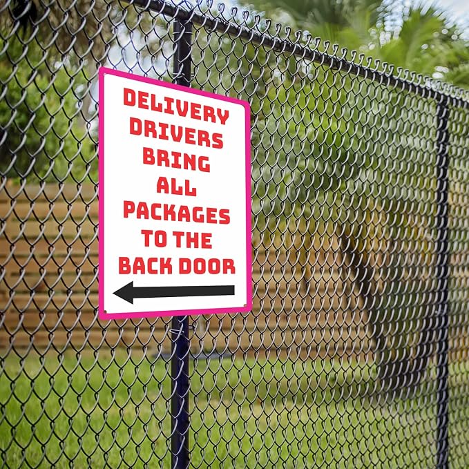 Custom Metal Sign for Outdoor and Indoor made from weatherproof non rusting aluminum. Full Color, UV Ink lasts years. Customized No Trespassing Signs, Personalized Delivery Signs for home or office. 16.5" x 11.5" - by ATX CUSTOM SIGNS