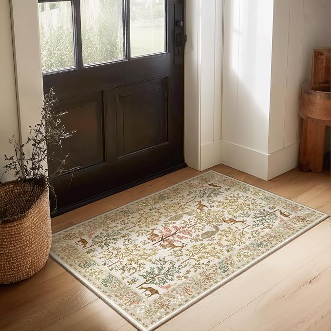 Machine Washable Small Rugs for Entryway: 2x3 Throw Kitchen Rug Door Mat Indoor Entrance Non-Slip Low Pile Soft Area Rugs for Entrance Front Door Indoor Entry Bedroom Kids Room