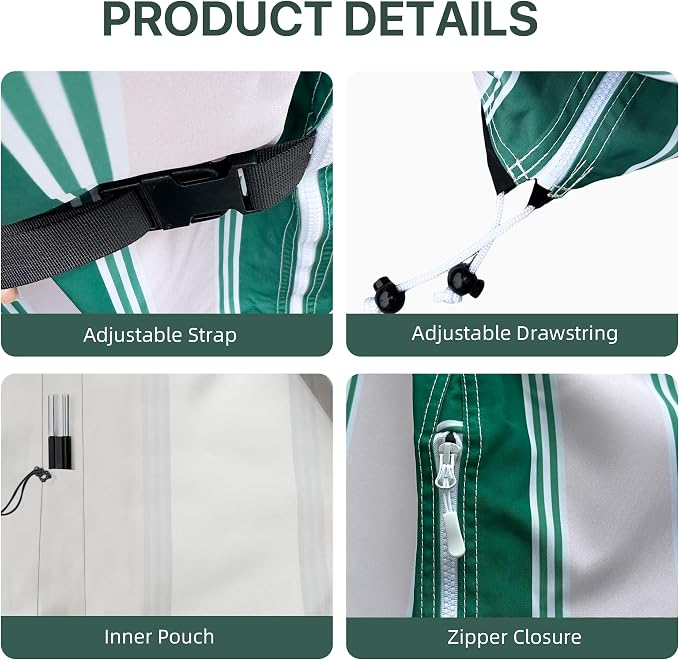 Patio Umbrella Cover, Waterproof Outdoor Umbrella Cover, PU-Coated Polyester Parasol Umbrella Cover with Zipper, Adjustable Strap and a Support Pole, UPF 50+ Windproof Design