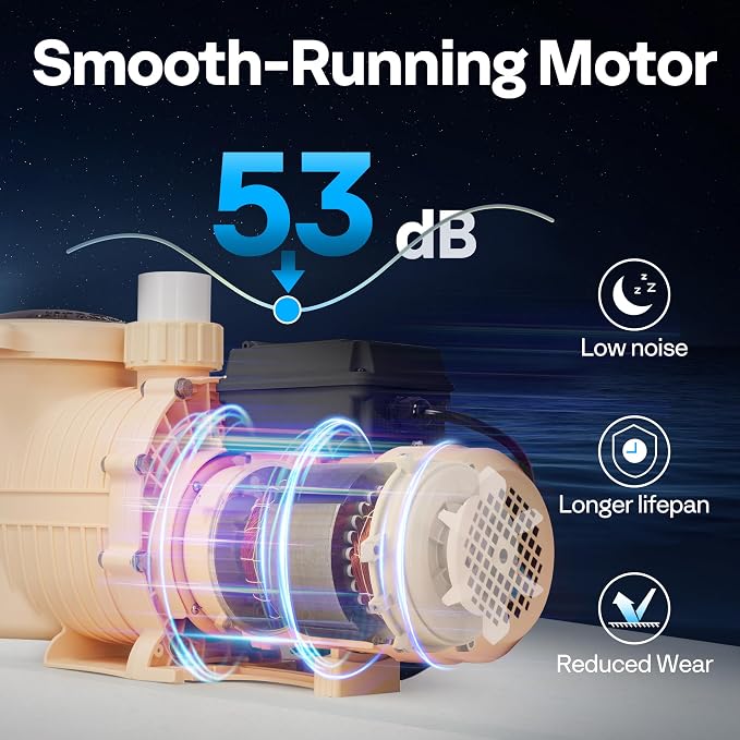 VIVOHOME 1.5HP 115V Variable Speed Pool Pump, Self-Priming Energy Saving, 1.5" & 2" Inlet w/Strainer Basket for in/Above Ground Pools