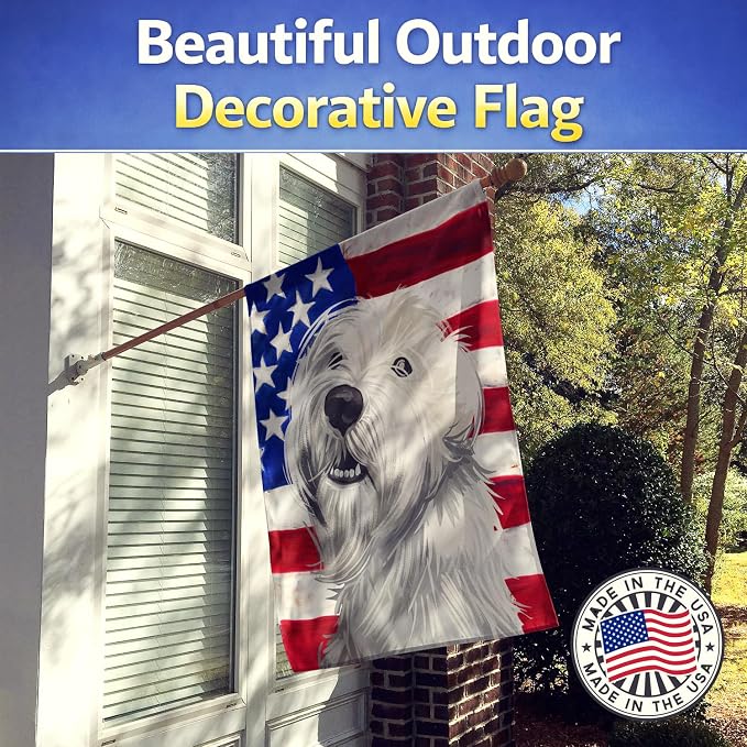 Caroline's Treasures CK6697CHF Sealyham Terrier American Flag House Flag Large Porch Sleeve Pole Decorative Outside Yard Banner Artwork Wall Hanging, Polyester, House Size, Multicolor