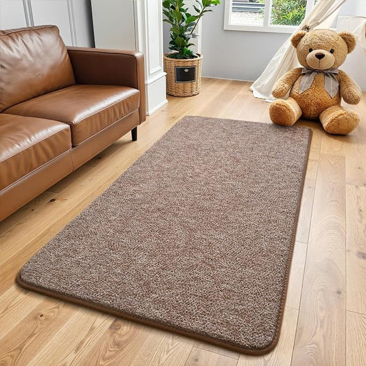 Keeko 2x4 Area Rugs for Living Room,Soft Washable Memory Foam Bedroom Rug | Indoor Throw Rug Low Pile Minimalist Non Slip Carpet for Kids Nursery Classroom Dorm Room Home Decor Brown and White