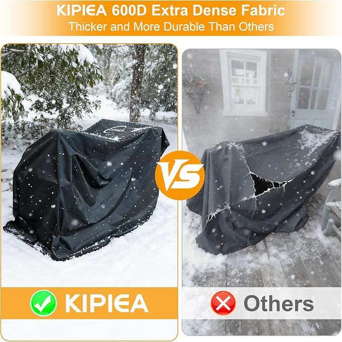 Kipiea Snow Blower Cover Waterproof Outdoor - 600D Heavy Duty Snow Thrower Cover Compatible with Cub Cadet, Ariens, Toro, EGO, Craftsman, Snow Joe, Honda, Husqvarna, Ryobi
