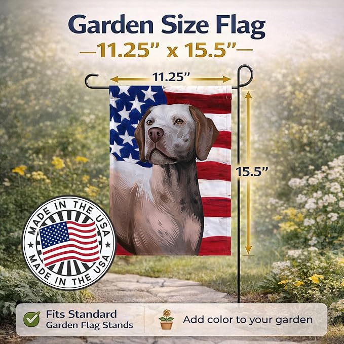 Caroline's Treasures CK6458GF Braque du Bourbonnais American Flag Garden Flag Mailbox Flag Decorative Yard Flag Banner Outside Patio Artwork Yard Flower Beds, Garden Size, Multicolor