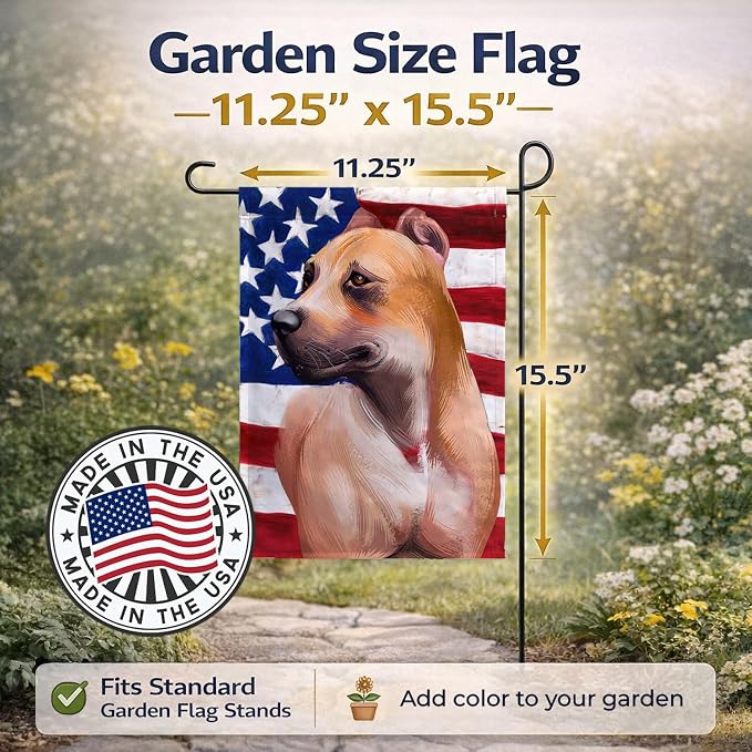 Caroline's Treasures CK6388GF Alano Espanol American Flag Garden Flag Mailbox Flag Decorative Yard Flag Banner Outside Patio Artwork Yard Flower Beds, Garden Size, Multicolor