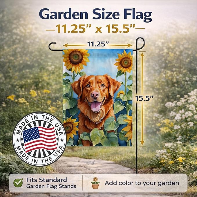 Caroline's Treasures DAC6128GF Nova Scotia Duck Toller in Sunflowers Garden Flag Mailbox Flag Decorative Yard Flag Banner Outside Patio Artwork Yard Flower Beds, Garden Size, Multicolor