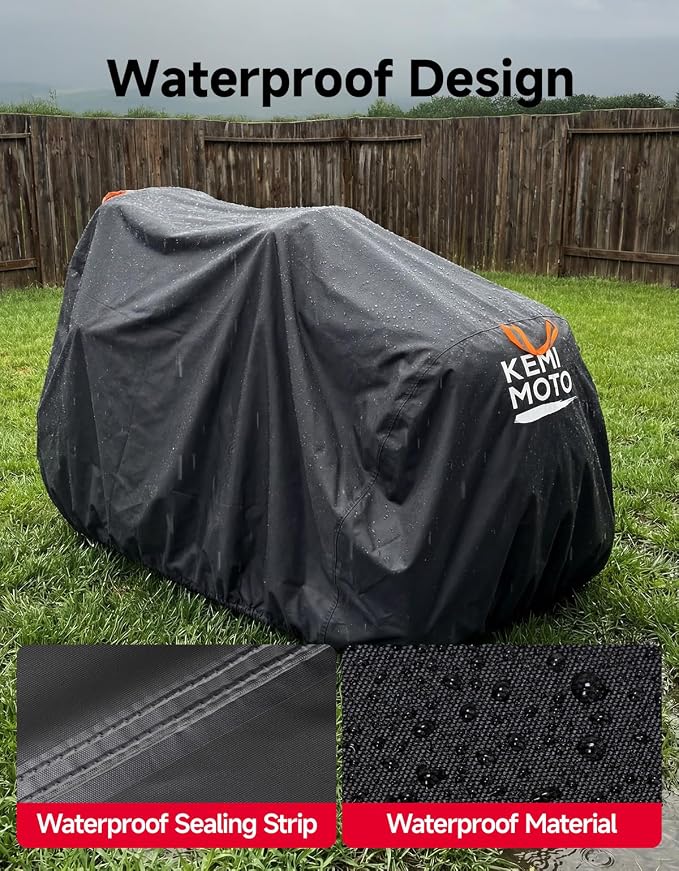 KEMIMOTO 600D Waterproof Riding Lawn Mower Cover, Windproof Riding Lawnmower Cover with Reflective Straps & Hanging Loops Design, Compatible with John Deere, Husqvarna, Cub Cadet, Toro, Ryobi and More
