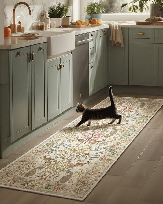 Runner Rugs Washable Kitchen Runner: 2'6"x8' Hallway Runner Rug Stain Resistant Non Slip Low Pile Soft Carpet Runners Rug for Bedroom Hallways Entryway Indoor Beside Bathroom Laundry Room