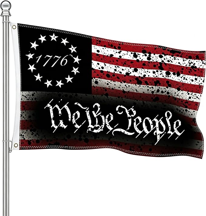 3 Ply We The People 1776 Flag 3x5 Ft Outdoor, Double Sided Double Spray with Black Interlayer, 3-Ply Patriotic Banner for Outside House Indoor Yard Decor, 2 Grommets Included