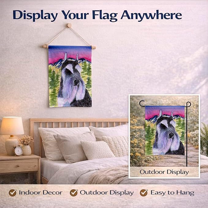 Caroline's Treasures SS8340GF Schnauzer Garden Flag Mailbox Flag Decorative Yard Flag Banner Outside Patio Artwork Yard Flower Beds, Garden Size, Multicolor