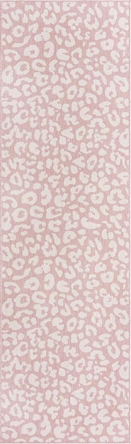 Unique Loom Outdoor Safari Collection Area Rug - Leopard (2' 11" x 10' Runner, Pink Ivory/ Ivory)