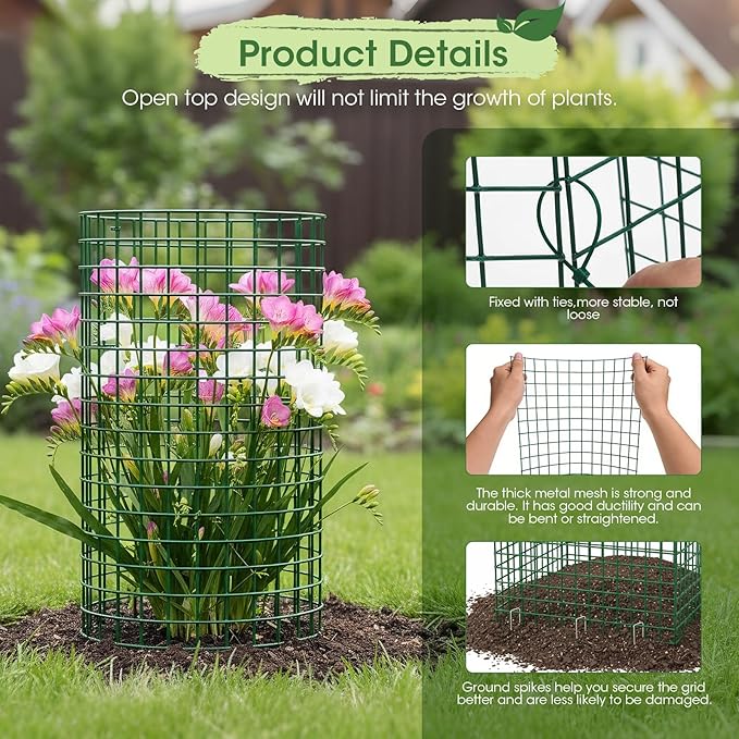 18PCS Plant Protectors from Animals, 13"x13" Metal Plant Cages for Outdoor Plants, Reusable Plant Covers from Animals, Garden Cloche & Chicken Wire Cloche for Vegetables, Flowers, Seedlings