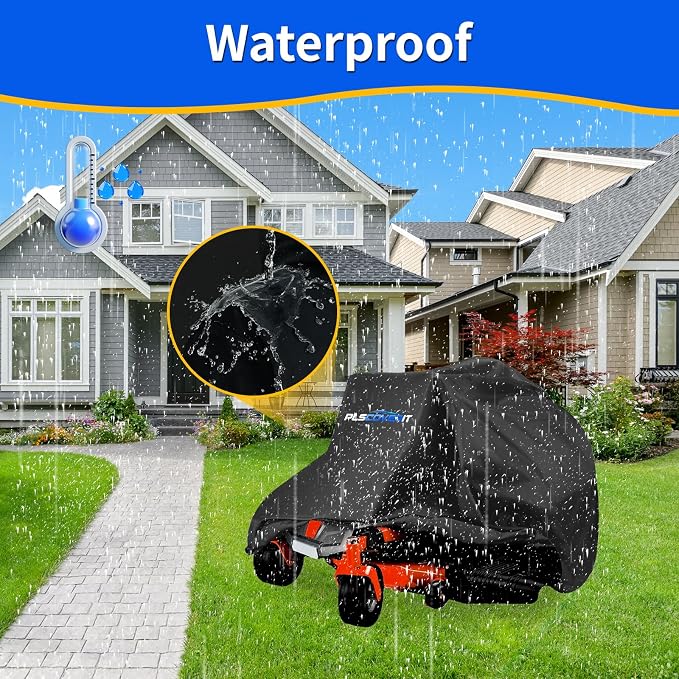 Zero-Turn Mower Cover, Heavy Duty 600D Oxford Lawn Mower Covers, Waterproof Universal Fit Tractor Cover with Drawstring & Storage Bag, UV, Dust, Wind for Outdoor Garden Storage,79×55×46 in