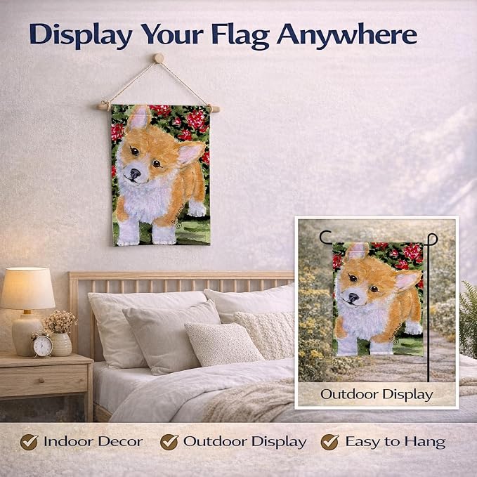 Caroline's Treasures SS8823GF Corgi Garden Flag Mailbox Flag Decorative Yard Flag Banner Outside Patio Artwork Yard Flower Beds, Garden Size, Multicolor