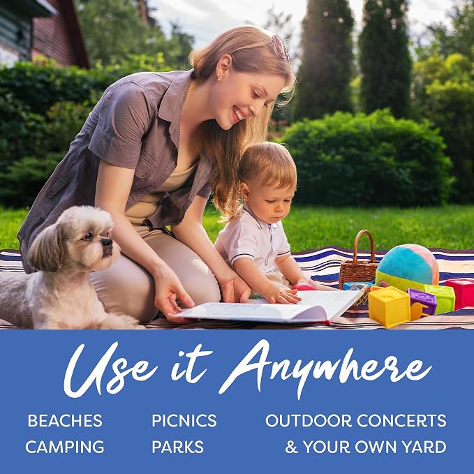 scuddles Waterproof Picnic Blanket 60" x 60" for Beach, Camping and Travel