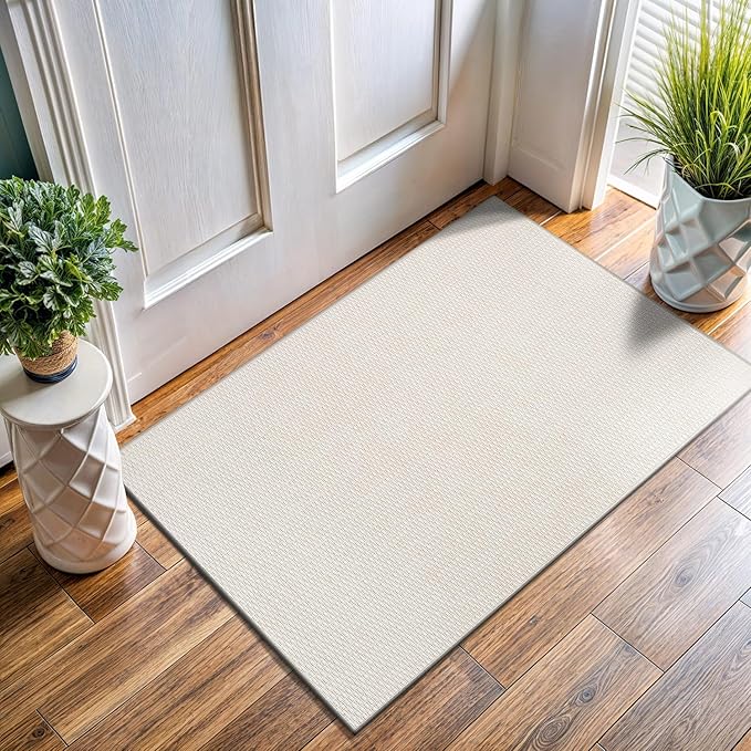 Luul Home Easy Jute Rugs 2x3 White Color Living Room Indoor Outdoor Door Mat for Farmhouse Patio and Kitchen Rug High Traffic Washable Easy to Clean Solid Boho Woven Design Outside Carpet (2 x 3)