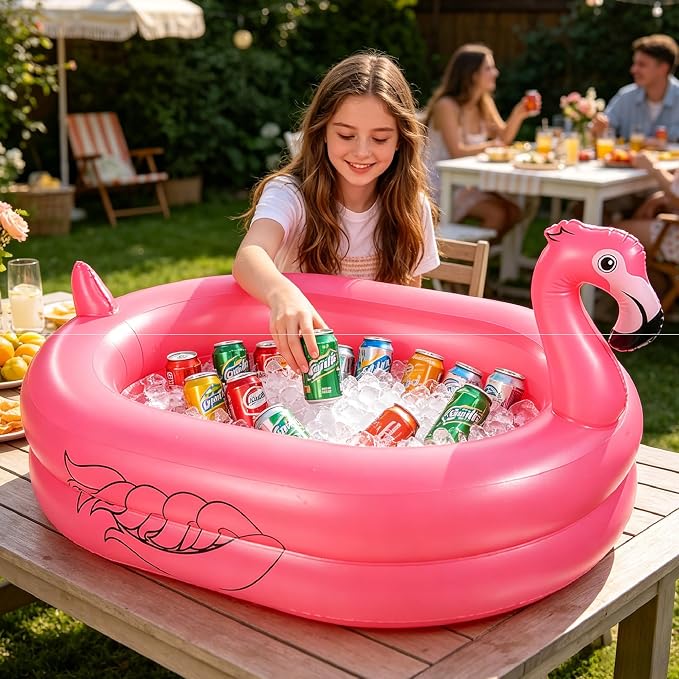 Kiddie Pool, Inflatable Pool, Flamingo Swimming Pool with Inflatable Soft Floor for Outdoor, Indoor, Backyard (60 in)
