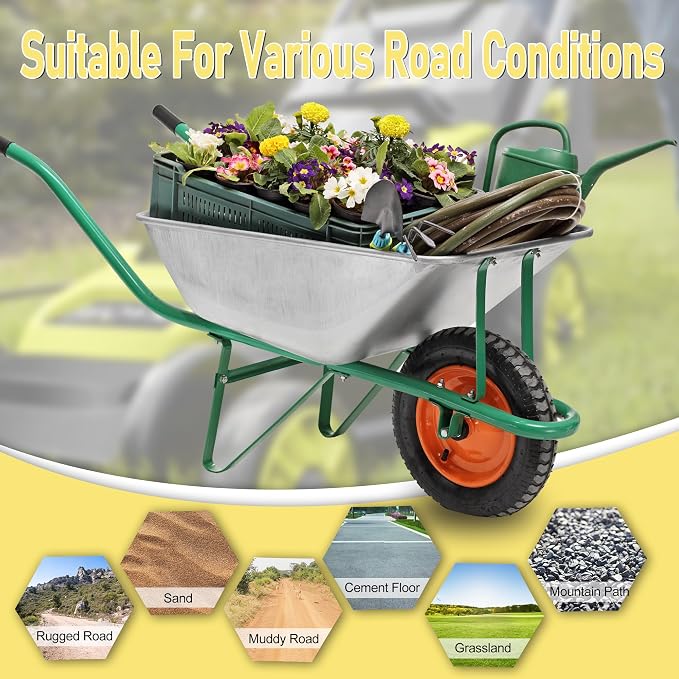 13-Inch Gorilla Cart Tires - Heavy Duty Replacement Tires for Gori-lla Carts, 13" Flat Free Tire Fit Gorilla Cart, Wheelbarrow Garden Wagon Cart, Hand Trucks and Utility Cart (4-Pack)