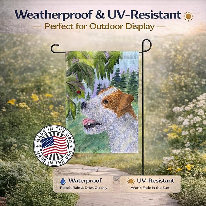 Caroline's Treasures SS8211GF Jack Russell Terrier Garden Flag Mailbox Flag Decorative Yard Flag Banner Outside Patio Artwork Yard Flower Beds, Garden Size, Multicolor