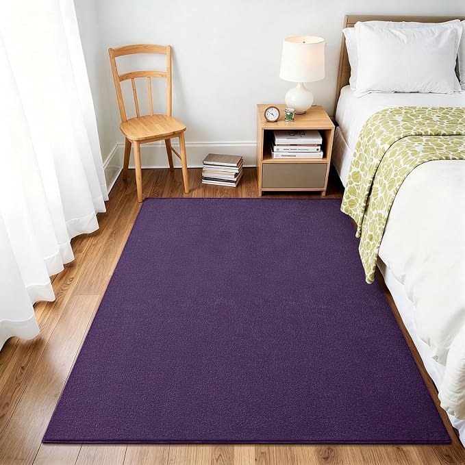 Vosofe Memory Foam Area Rugs for Bedroom Living Room, 4x6 Purple Rug Carpet | Soft Comfy Thickened Indoor Carpets, Modern Aesthetic Minimalist Carpet for Boys Girls Adults Playroom Nursery Home Decor
