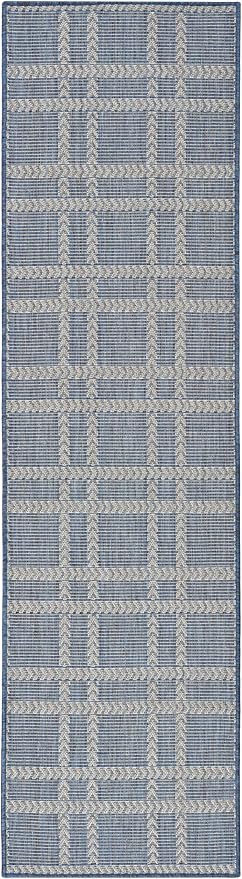 Nourison Home Horizon Indoor/Outdoor Navy 2'2" x 8' Area Rug - Easy Clean, Non Shedding, Bed Room, Living Room, Dining Room, Kitchen (8' Runner)