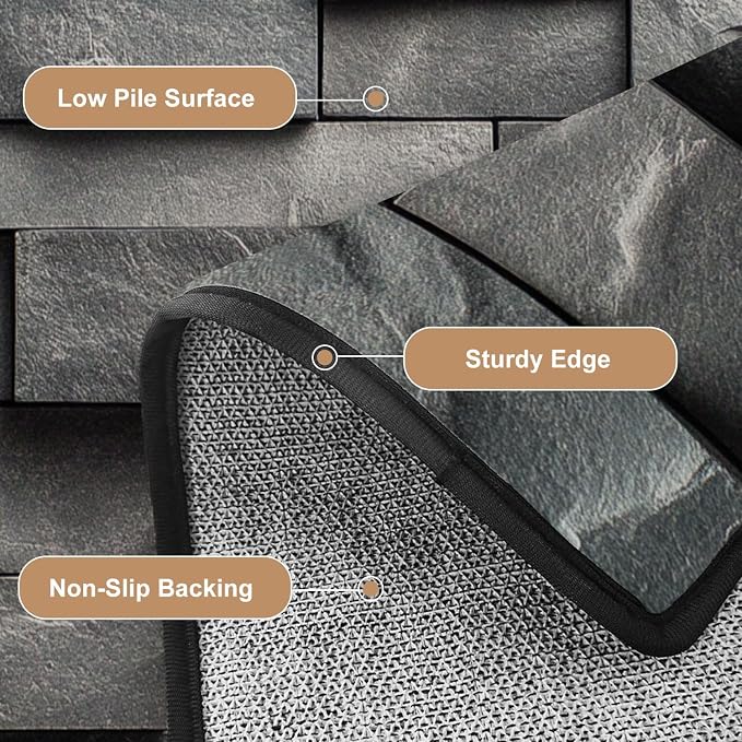 10x14 Area Rugs for Living Room Stone Tiles Layered Blocks Rectangular Forms Subtle Cracks Matte Washable Large Area Rug for Bedroom Non Slip Outdoor Carpets Soft Mats Kitchen Home Office Decor