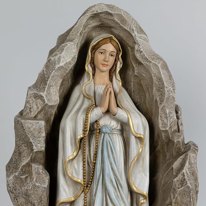 Grace4Joy Our Lady of Lourdes Statue - 24 Inches Virgin Mary Statue Outdoor Catholic Garden Decor, Our Lady of Lourdes Grotto Sculpture for Home Yard Patio Lawn Hallway Decor