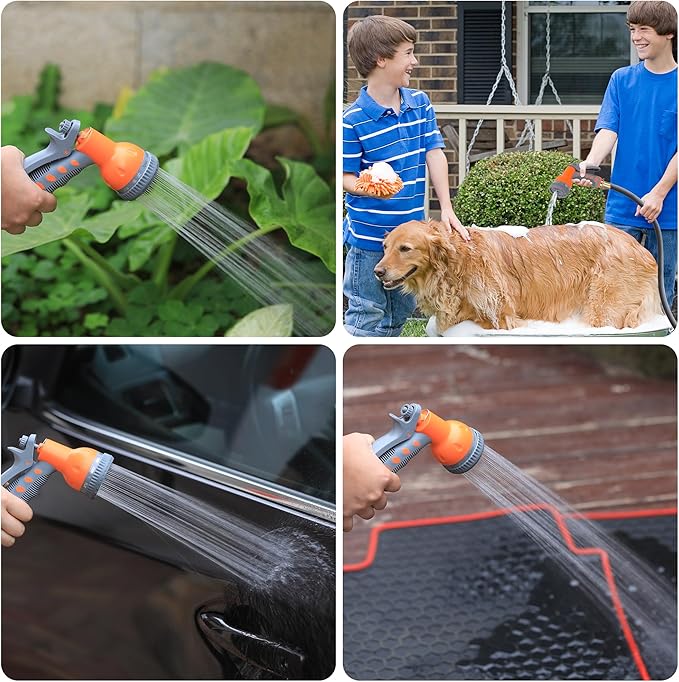 GAOMON Retractable Garden Hose Reel - 1/2 in x 72 ft, Wall Mounted, 9-Function Sprayer, Any Length Lock, 180° Swivel, Automatic Slow Rewind