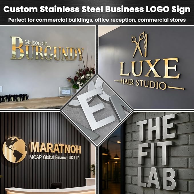 Custom Acrylic Business Logo Sign, Personalized 3D Letter Professional Business Logo Signs for Wall, Premium Laser Cut Acrylic Signage for Salon, Spa, Boutique, Studio, Barber, Retail Store Font Retail Outlets Company Office Wedding GYM Decor