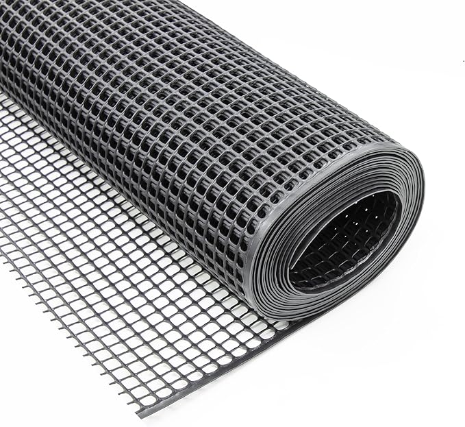Heavy-Duty Plastic Mesh Netting, Black, 35.4 x 197 in (90cm x 5m), 9mm Grid, Recycled Plastic, Cut-to-Size, Multi-Purpose for Gardening & Fencing