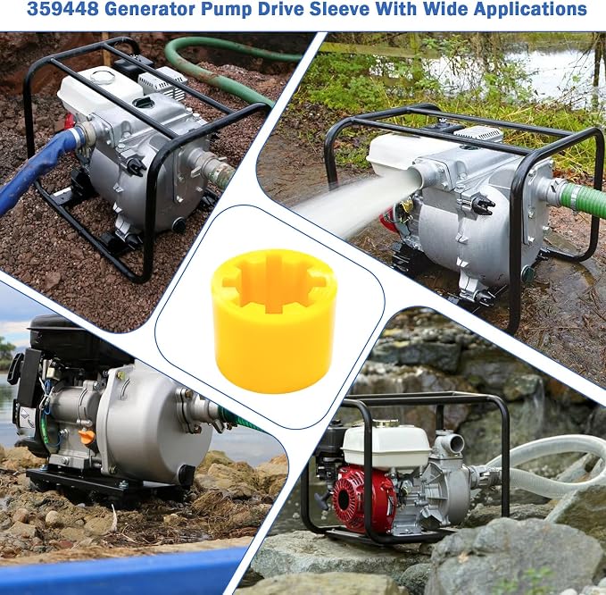 359448 Generator Pump Drive Sleeve 8 Splines Compatible with Kohler | Fits Models 4EF 4EFCD 5E 5ECD 6EF 6EFCD 7.3E 7.3ECD Seawater Pump Impeller Drive Sleeve-1Pack