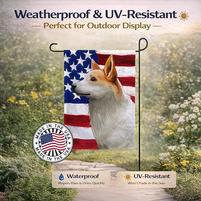 Caroline's Treasures CK6628GF Norrbottenspets Dog American Flag Garden Flag Mailbox Flag Decorative Yard Flag Banner Outside Patio Artwork Yard Flower Beds, Garden Size, Multicolor