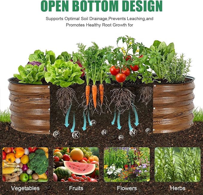 Galvanized Raised Garden Bed Outdoor, 2Pcs 4x2x1ft Oval Planter Box with Rubber Strip,Metal Raised Bed Kit for Vegetables Flowers Herbs, Grain