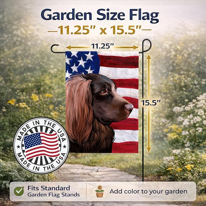 Caroline's Treasures CK6455GF Boykin Spaniel Dog American Flag Garden Flag Mailbox Flag Decorative Yard Flag Banner Outside Patio Artwork Yard Flower Beds, Garden Size, Multicolor