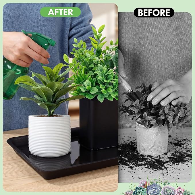 Gejoy 20 Pack 13 Inch Rectangular Plastic Plant Saucers Tray Bulk Heavy Plastic Plant Drip Tray Flower Pot Trays for Indoor Outdoor Anti-Slip Saucer for Garden Potted Water Drips and Soil