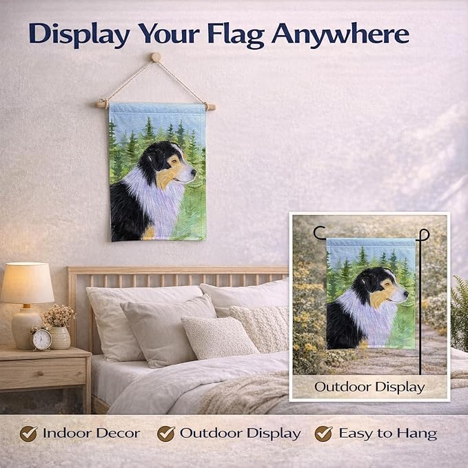 Caroline's Treasures SS8316GF Australian Shepherd Garden Flag Mailbox Flag Decorative Yard Flag Banner Outside Patio Artwork Yard Flower Beds, Garden Size, Multicolor