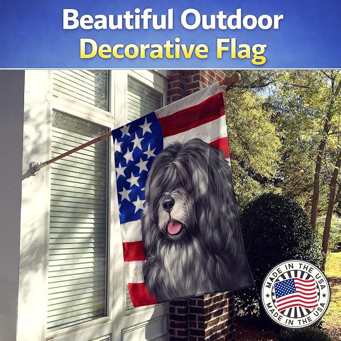 Caroline's Treasures CK6475CHF Portuguese Sheepdog American Flag House Flag Large Porch Sleeve Pole Decorative Outside Yard Banner Artwork Wall Hanging, Polyester, House Size, Multicolor