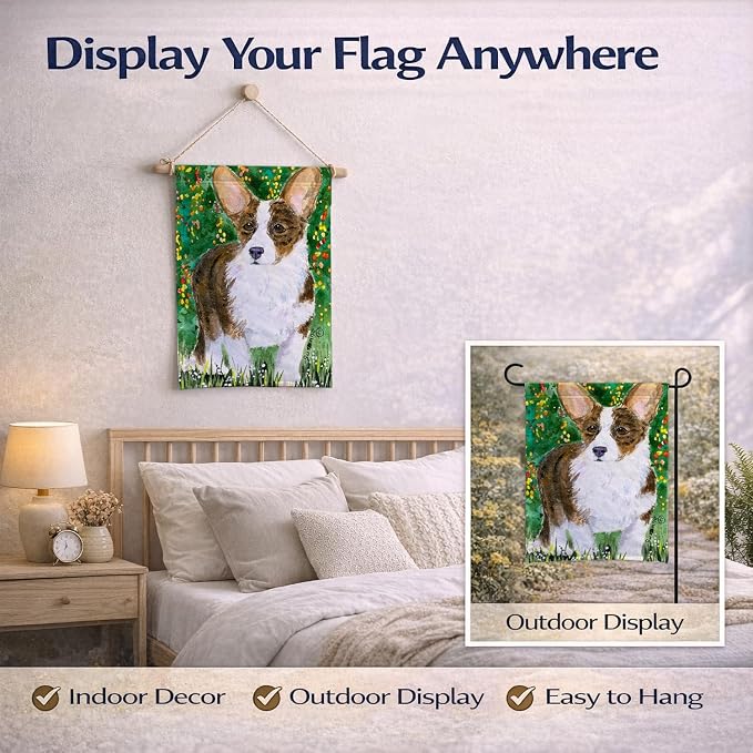 Caroline's Treasures SS8970GF Corgi Garden Flag Mailbox Flag Decorative Yard Flag Banner Outside Patio Artwork Yard Flower Beds, Garden Size, Multicolor