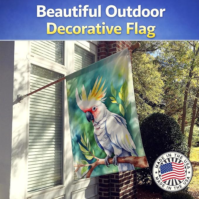 Caroline's Treasures Cockatoo House Flag Large Porch Sleeve Pole Decorative Outside Yard Banner Artwork Wall Hanging, Polyester, House Size, Multicolor
