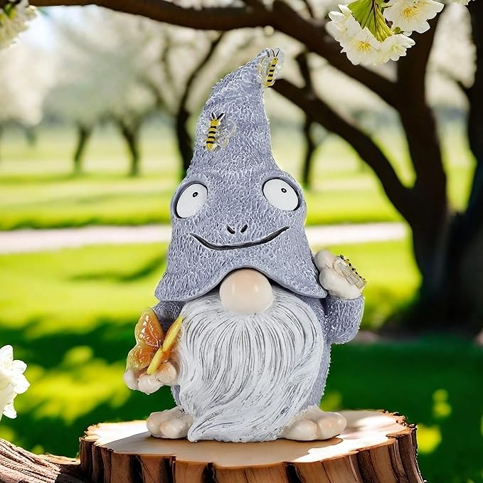 Hide A Key Outside Gnome Figurine Key Hiders Outdoor Garden Gnomes Statues Decorations for Yard Hidden Spare Key Holder Lock Box Grey