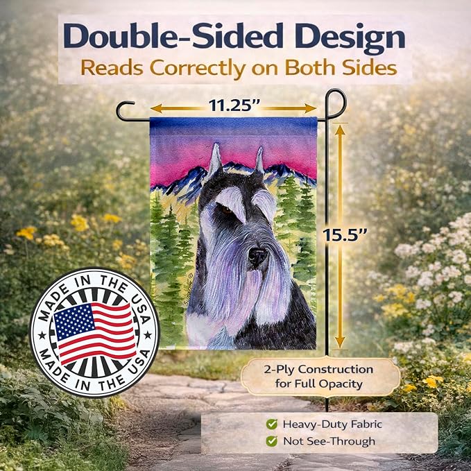 Caroline's Treasures SS8340GF Schnauzer Garden Flag Mailbox Flag Decorative Yard Flag Banner Outside Patio Artwork Yard Flower Beds, Garden Size, Multicolor