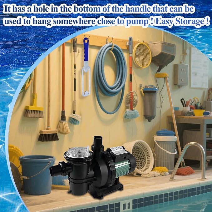 Pool Pump Lid Removal Tool with Handle Grip, Upgraded Metal Pool Pump Cover Removal Wrench Swimming Pools Strainer Lid Removing Tool Compatible with Hayward Super II Pump SP3000 SP3010 SP3007 Series