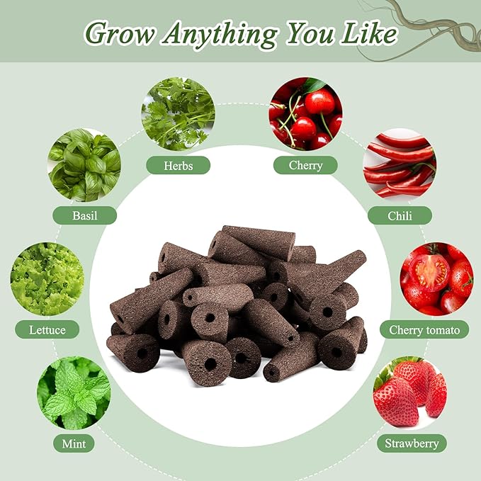 Tigvio 126 Piece Hydroponic Pods Kit: Grow Anything with 30 Grow Sponges, 30 Baskets, 30 Domes, 30 Labels, 4 A&B Plant Food, 1 Tweezer - Compatible with All Hydroponics Brands
