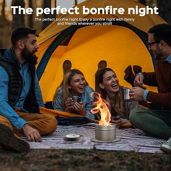 4 Pack of Portable Campfire, Compact Outdoor Portable Fire Pits 3-5 Hours of Burn Time Smores Fire Pit No Embers No Wood for Camping Picnics Party and More