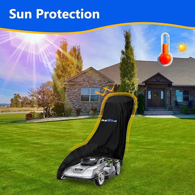 Push Lawn Mower Cover, Waterproof Tractor Cover, Heavy Duty 600D Oxford Fabric With Drawstring&Storage Bag UV Resistant Protector Covers Against Dust,Dirt,Wind for Lawn Mower 74×25×39”