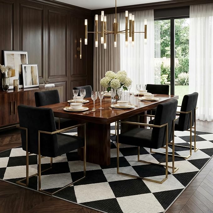 GarveeHome Black and White Area Rugs 8x10 Living Room Checkered Washable | Large Rug Soft Non Slip Backing Floor Mat Carpet Indoor Thin Rug for Bedroom Dining Room Playroom Nursery Home Decor